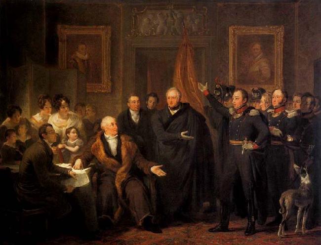 PIENEMAN, Jan Willem. The Triumvirate Assuming Power on behalf of the Prince of Orange, 21 November 1813 oil painting image
